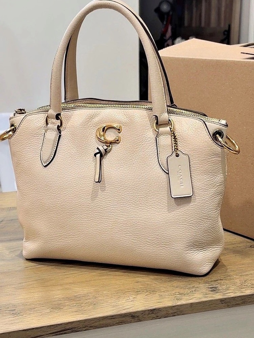 Coach Elise Satchel in Cream
